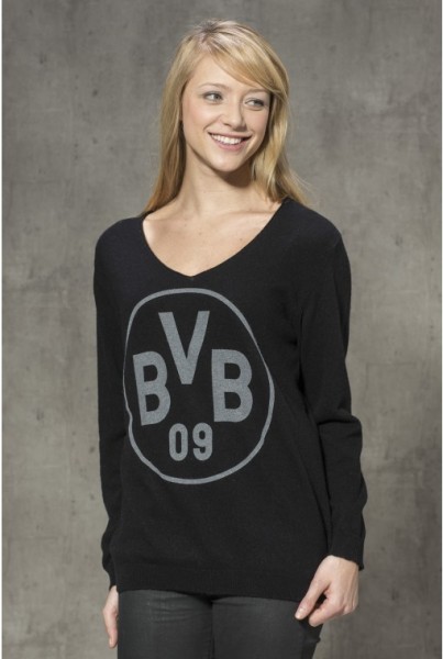 Cashmere-Pullover BVB schwarz, grauer Druck
