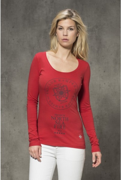 Langarm-shirt mit Frontprint Fire rot